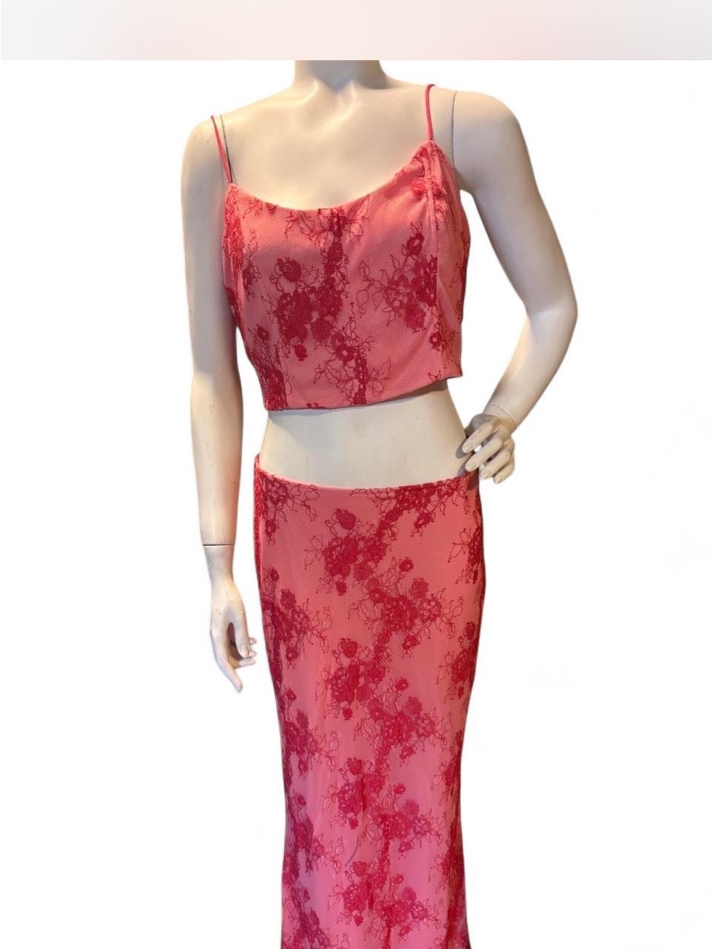 NWT Pink Lace-Accent Two-Piece Maxi size medium